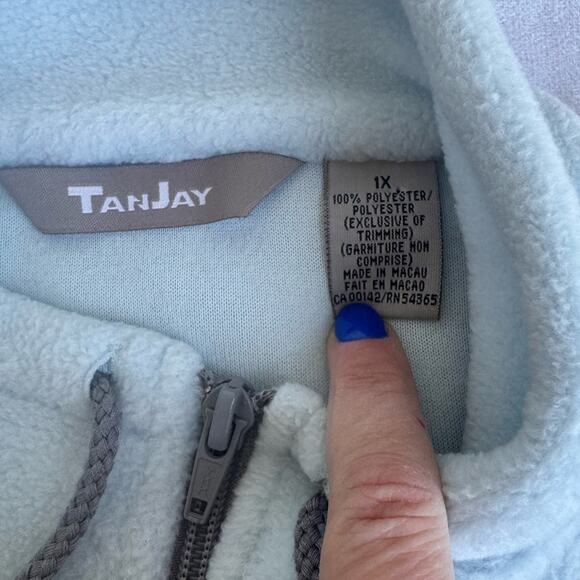 TanJay Vest Winter Bear Ski Fleece Vest Zip Up Blue Warm Cozy Ski Vintage 1X - Picture 2 of 7